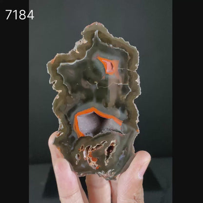 Crater Agate – Fluorescent Chalcedony Quartz Specimen from Chubut , Argentina (UV Reactive) # B 7184