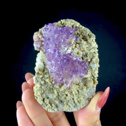 Sceptre Amethyst Cluster on Matrix – Natural Purple Crystal Specimen from Karur, India DKT86