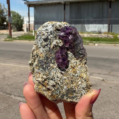 Sceptre Amethyst Cluster on Matrix – Natural Purple Crystal Specimen from Karur, India DKT113