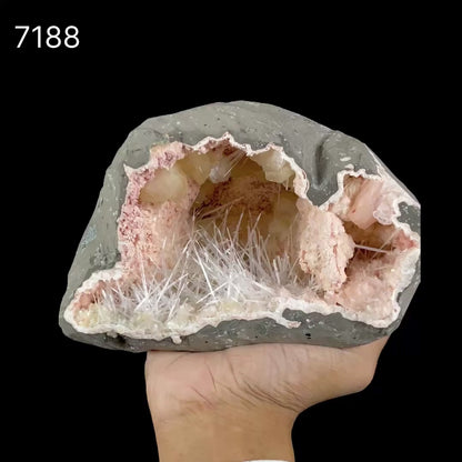 Rare Scolecite, Heulandite & Stilbite Semi-Geode Freestanding Natural Mineral Specimen – from Raigad,Maharashtra # B 7188
