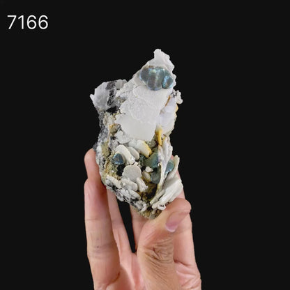 Rare Iridescent Pyrite with Calcite , Babingtonite – UV Reactive Collector Display Mineral Specimen from Mumbai # B 7166