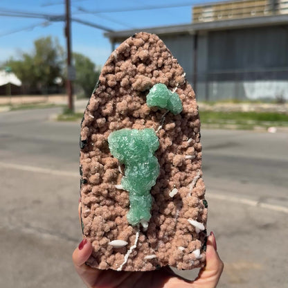 Museum Grade - Green Apophyllite Crystal Clusters on Pink Heulandite – Freestanding Indian Zeolite Crystal from Ahilyanagar # DKT119