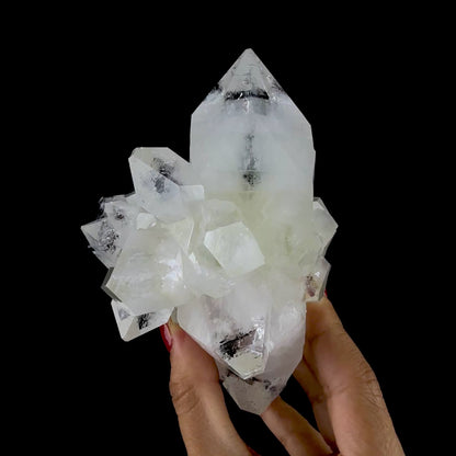 Doubly Terminated Light Green Apophyllite Crystal Cluster – Zeolite Mineral Specimen from Jalgaon # DKT111