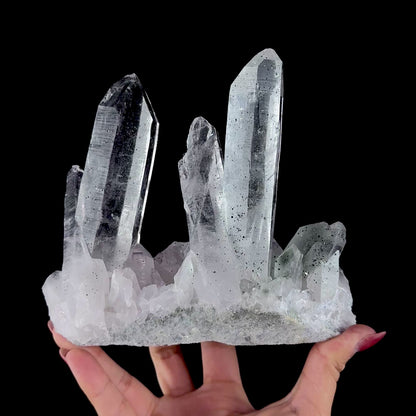 Water-Clear Himalayan Clear Quartz Crystal Cluster - Collector’s Cabinet Specimen from Himachal Pradesh, India # DKT198