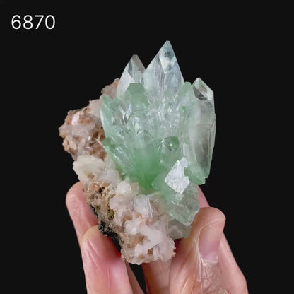 Green Apophyllite with Stilbite Natural Mineral Specimen # B 6870