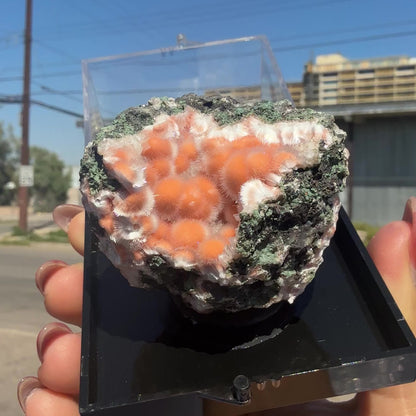 Orange Thomsonite with Mesolite Natural Mineral Specimen from Madhya Pradesh, India DKT84