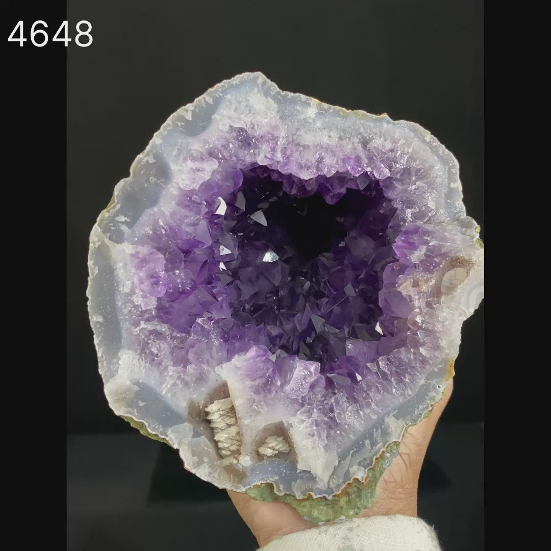 Amethyst Dark Purple Crystals Geode Natural Mineral Specimen # B