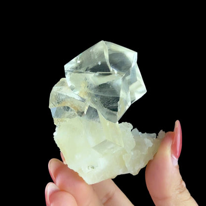 Clear Calcite Cluster on Chalcedony Matrix – Premium Zeolite Mineral from Jalgaon # DKT91