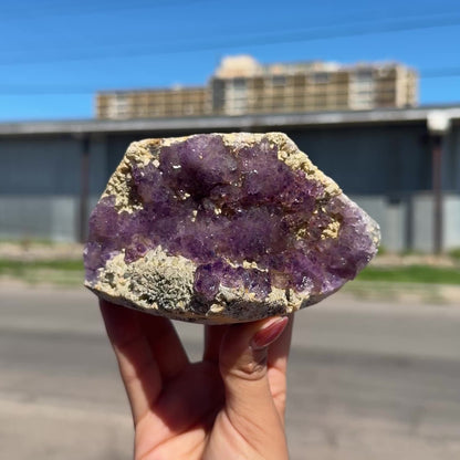 Sceptre Amethyst Cluster on Matrix – Natural Purple Crystal Specimen from Karur, India DKT74