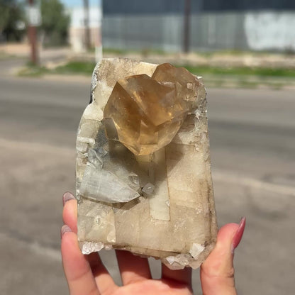 Golden Honey Calcite Crystal – Rare Indian Zeolite Specimen from Maharashtra | Terminated Collector Piece # DKT56