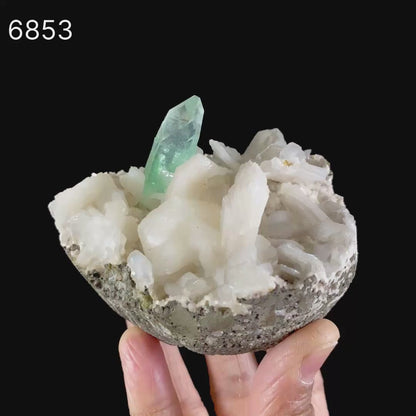 Apophyllite green with Stilbite Natural Mineral Specimen # B 6853