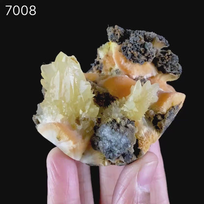 Thomsonite Orange Rare Find with Calcite Natural Mineral Specimen # B 7008