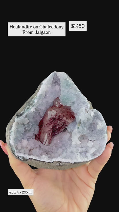 Heulandite on Chalcedony | SELF STANDING | High Quality Mineral | Indian Mineral | Superb Minerals | Fine Mineral | Collection