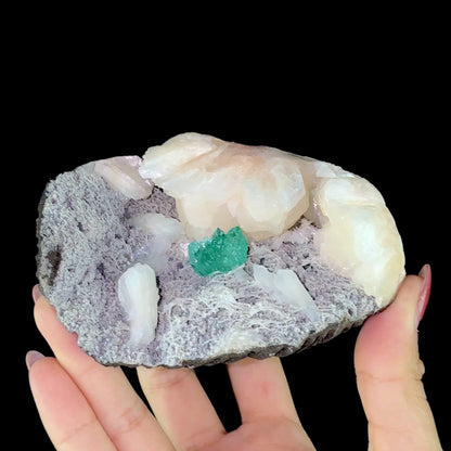 Lush Mint Green Apophyllite Crystal Cluster Nestled in Pearlescent Stilbite Matrix - Collector’s Cabinet Specimen from Jalgaon, India # DKT199