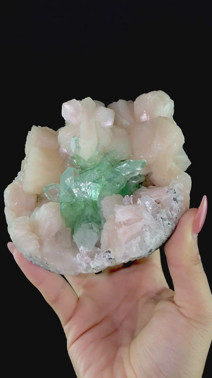 Gemmy Green Apophyllite on Stilbite | High Quality Mineral | Indian Mineral | Superb Minerals | Fine Mineral | Collectors Piece