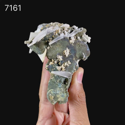 Rare Iridescent Pyrite with Calcite on Matrix – UV Reactive Collector Display Mineral Specimen from Mumbai # B 7161