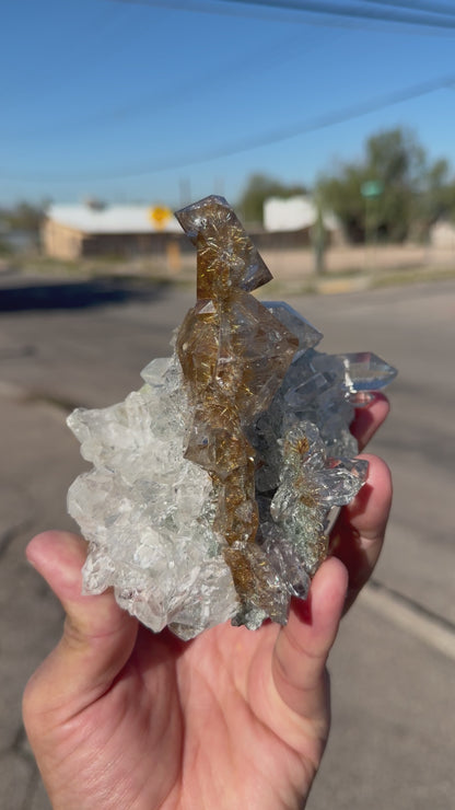 Rare Stacked Octahedral Quartz with Rutile from Himalaya – Fine Mineral Specimen | Natural Rutile Quartz Crystal Cluster | Collector Grade Display Piece | Global Collector Mineral # DKT18