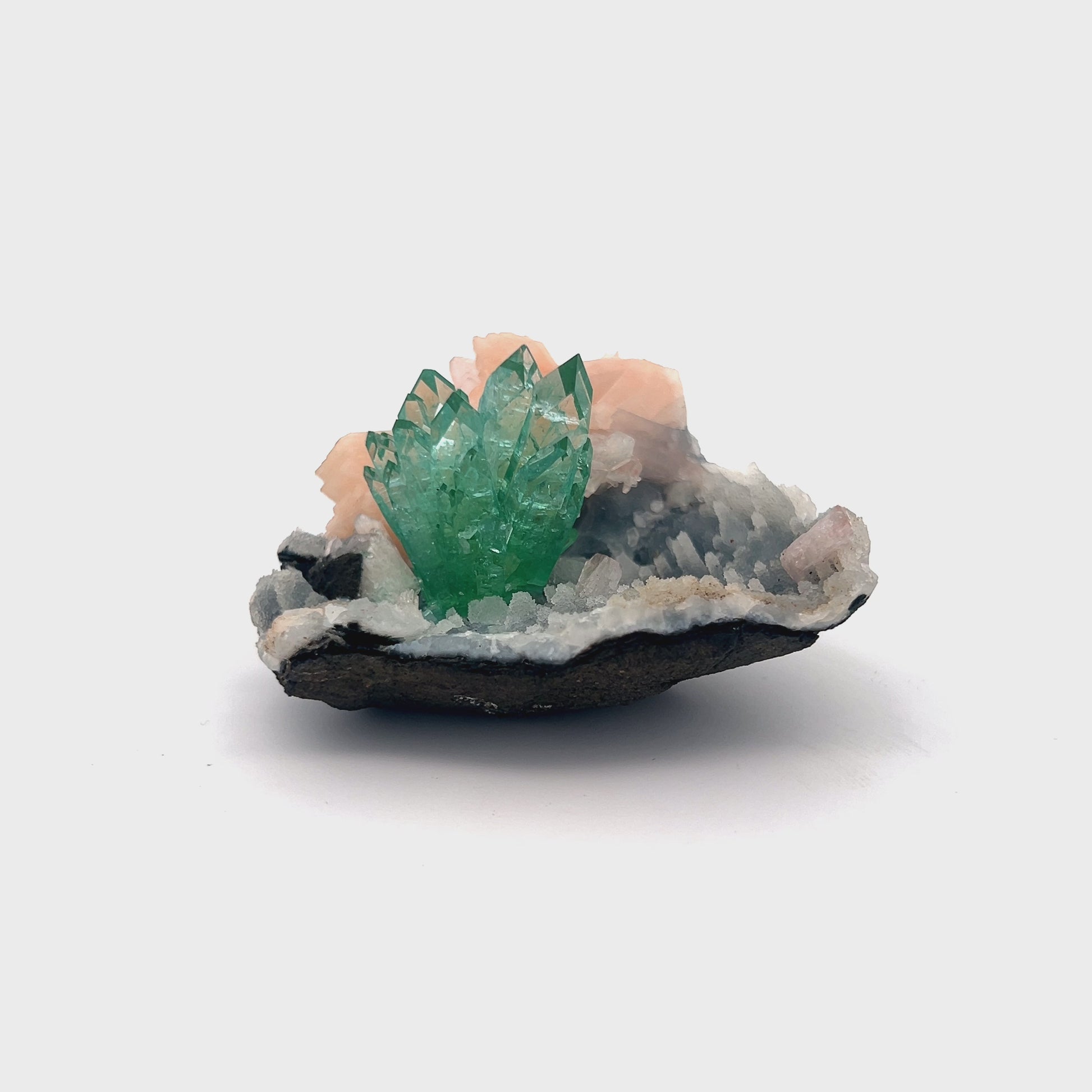 Green Apophyllite with Stilbite Natural Mineral Specimen # B 6884 