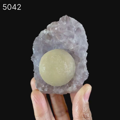 Fluorite Botryoidal on Amethyst Natural Mineral Specimen  # B 5042