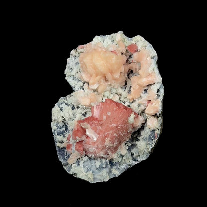 Peach Heulandite with Stilbite and Chalcedony on Matrix - Collector’s Cabinet Specimen from Jalgaon, India # DKT173