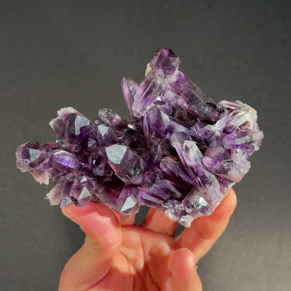 Rare Amatitlán Amethyst Fine Mineral Specimen – Guerrero Mexico 6” Collector Crystal, Natural Deep Purple Amethyst Cluster 400g Display Piece | Global Collector Grade # DKT17