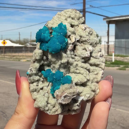 Rare Cavansite with Stilbite on Shimmering Heulandite – Self Standing Lustrous Terminated Crystal Mineral Specimen from India | Collector Display Piece # DKT36