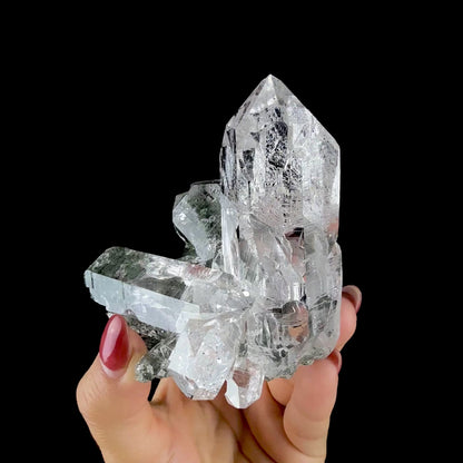 Water-Clear Quartz Crystal Cluster with Earthy Chlorite Inclusions - Collector’s Cabinet Specimen # DKT182
