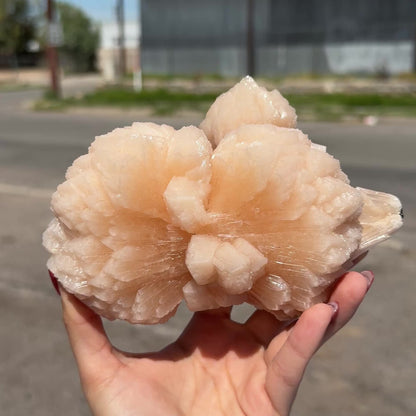 Huge Rare Bow-Tie Stilbite Crystal Cluster – Peach Indian Zeolite Mineral Specimen from Nashik # DKT104