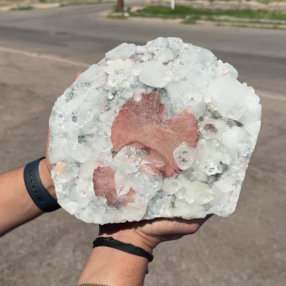 Peach Heulandite on Sparkling Clear Apophyllite Matrix from Jalgaon Maharashtra India | Natural Zeolite Mineral Specimen DKT80