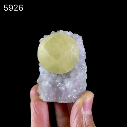Fluorite Huge Ball on Amethyst Very Rare Natural Mineral Specimen # B 5926