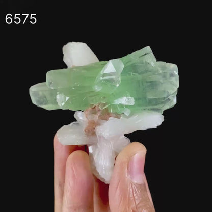 Green Apophyllite with Stilbite Natural Mineral Specimen # B 6575