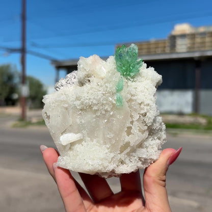 Museum-Grade Green Apophyllite Crystal Cluster on Stilbite Matrix | Rare Indian Zeolite Specimen from Maharashtra | Terminated Apophyllite Formation # DKT58