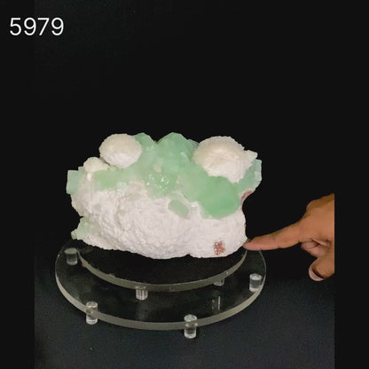 Apophyllite Green Cube with Mordenite Free Standing Natural Mineral Specimen # B 5979
