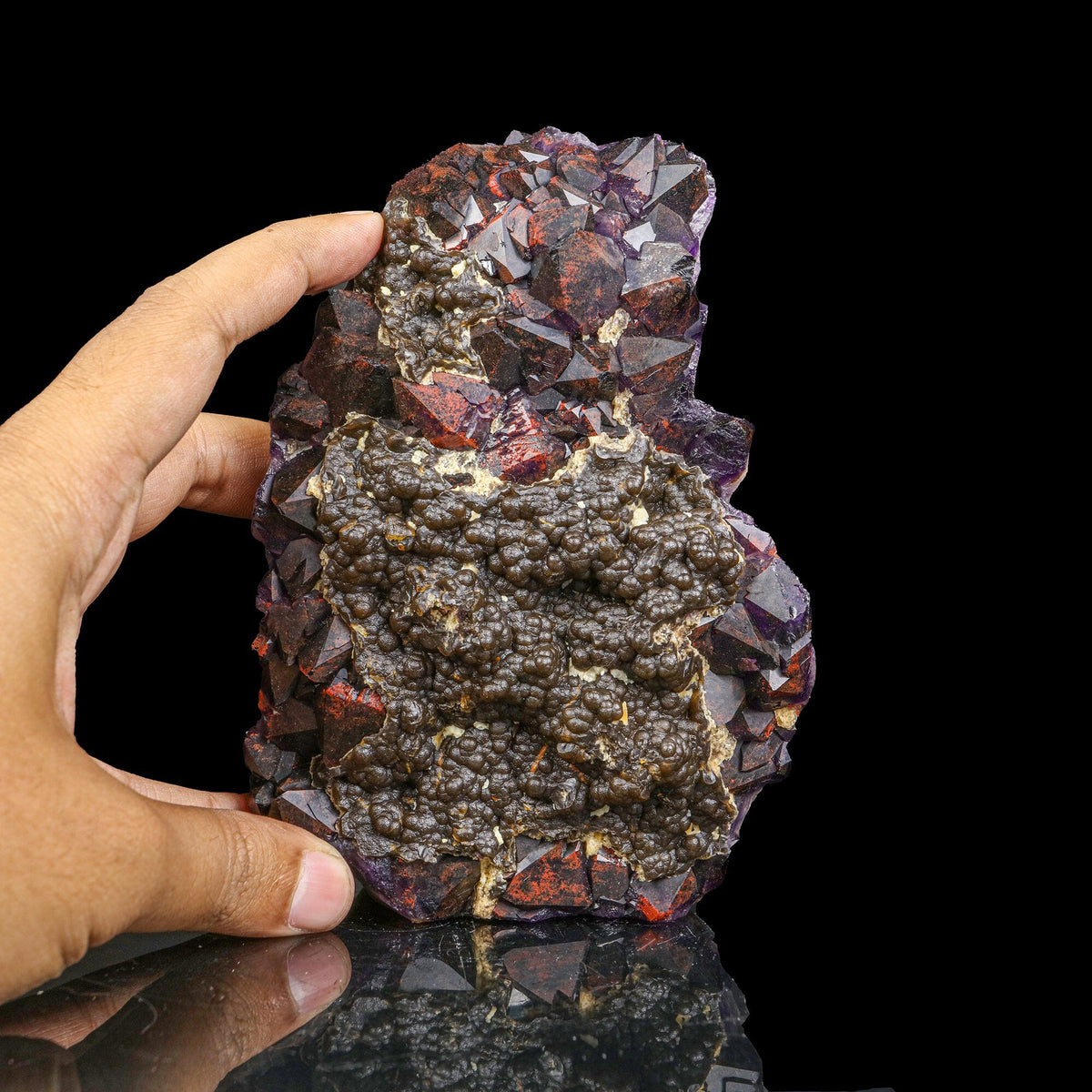 Rare Alien Amethyst Crystal Cluster with Botryoidal Goethite Coating – Unique Natural Mineral Specimen from Telangana, India # B 7240 Amethyst Superb Minerals 