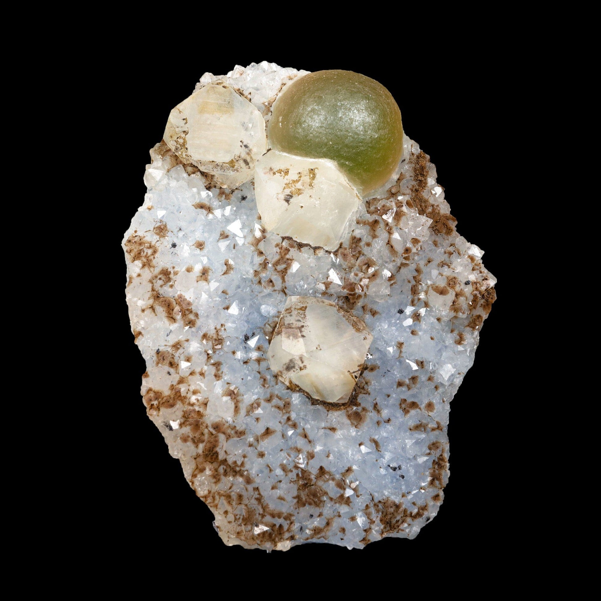 Rare botryoidal fluorite with calcite cube from India—premium natural zeolite specimen for collectors and crystal healers # B 7074 Fluorite Superb Minerals 