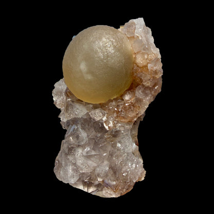 Rare Botryoidal Yellow Fluorite Ball on Amethyst Quartz Cluster – Natural Mineral Specimen from Madhya Pradesh # DKT93 Fluorite Superb Minerals 