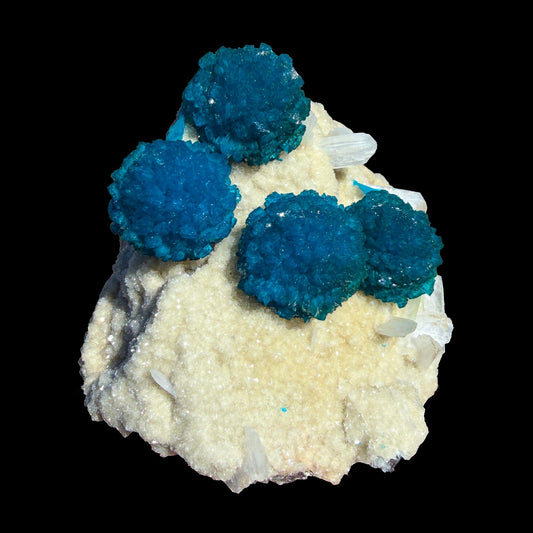 Rare Cavansite with Stilbite on Shimmering Heulandite – Self Standing Lustrous Terminated Crystal Mineral Specimen from India | Collector Display Piece # DKT15 Cavansite Superb Minerals 