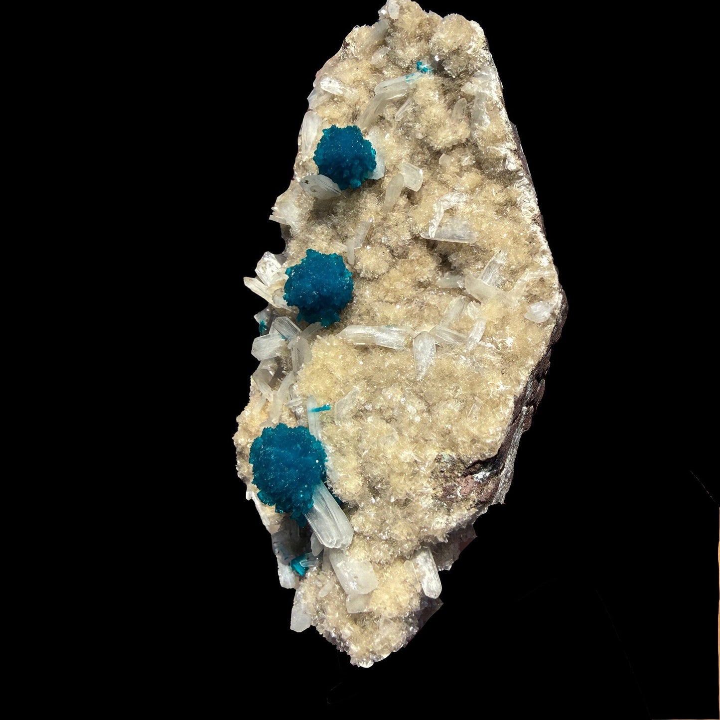 Rare Cavansite with Stilbite on Shimmering Heulandite – Self Standing Lustrous Terminated Crystal Mineral Specimen from India | Collector Display Piece # DKT46 Cavansite Superb Minerals 