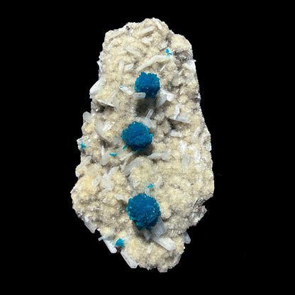 Rare Cavansite with Stilbite on Shimmering Heulandite – Self Standing Lustrous Terminated Crystal Mineral Specimen from India | Collector Display Piece # DKT46 Cavansite Superb Minerals 
