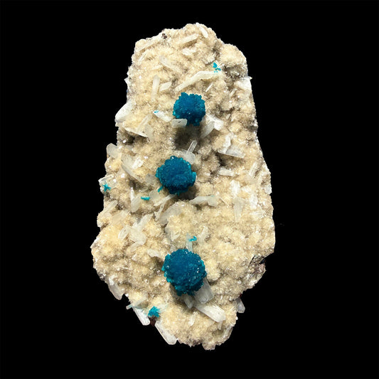 Rare Cavansite with Stilbite on Shimmering Heulandite – Self Standing Lustrous Terminated Crystal Mineral Specimen from India | Collector Display Piece # DKT46 Cavansite Superb Minerals 