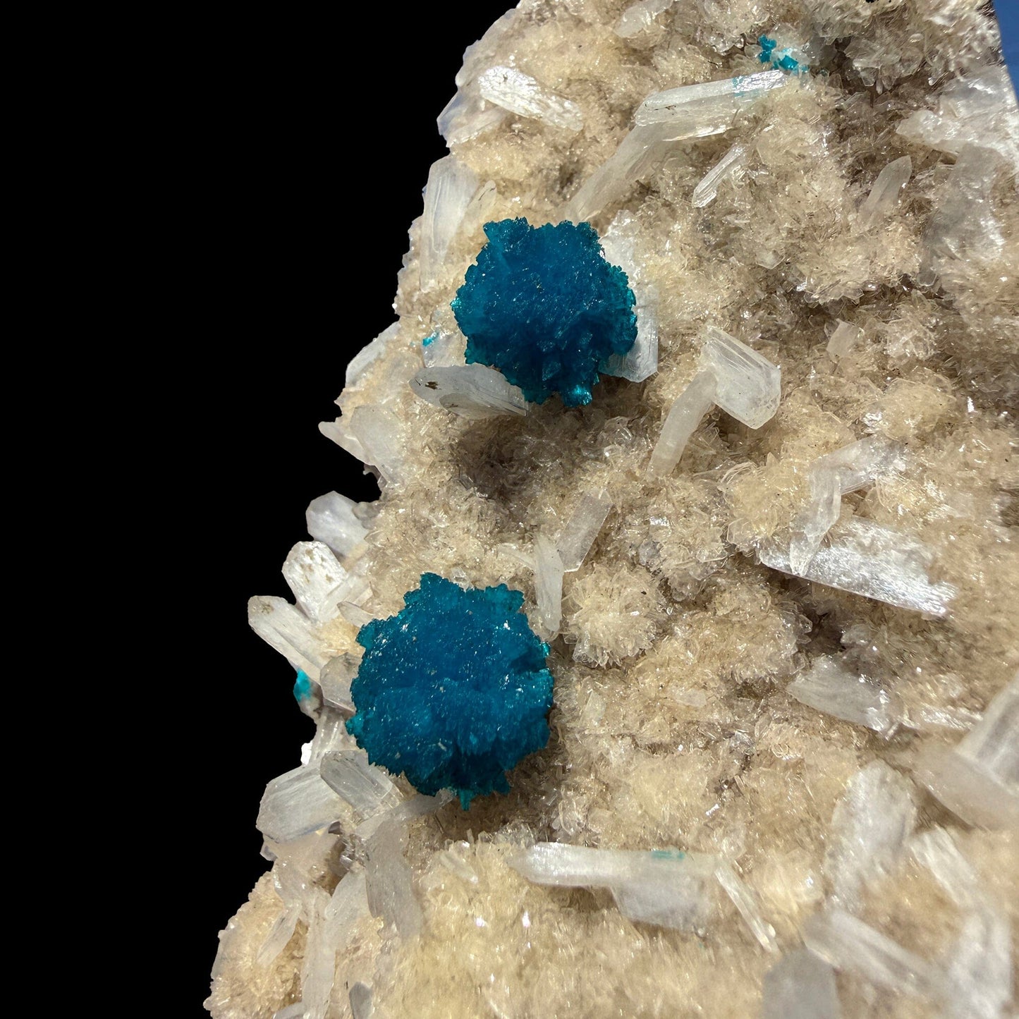 Rare Cavansite with Stilbite on Shimmering Heulandite – Self Standing Lustrous Terminated Crystal Mineral Specimen from India | Collector Display Piece # DKT46 Cavansite Superb Minerals 