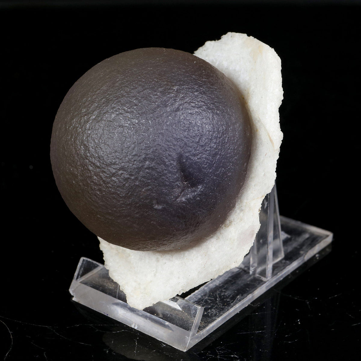 Rare Dark Purple Botryoidal Fluorite Sphere on Quartz Matrix - Fine Collector Specimen from Madhya Pradesh # B 7214 Fluorite Superb Minerals 