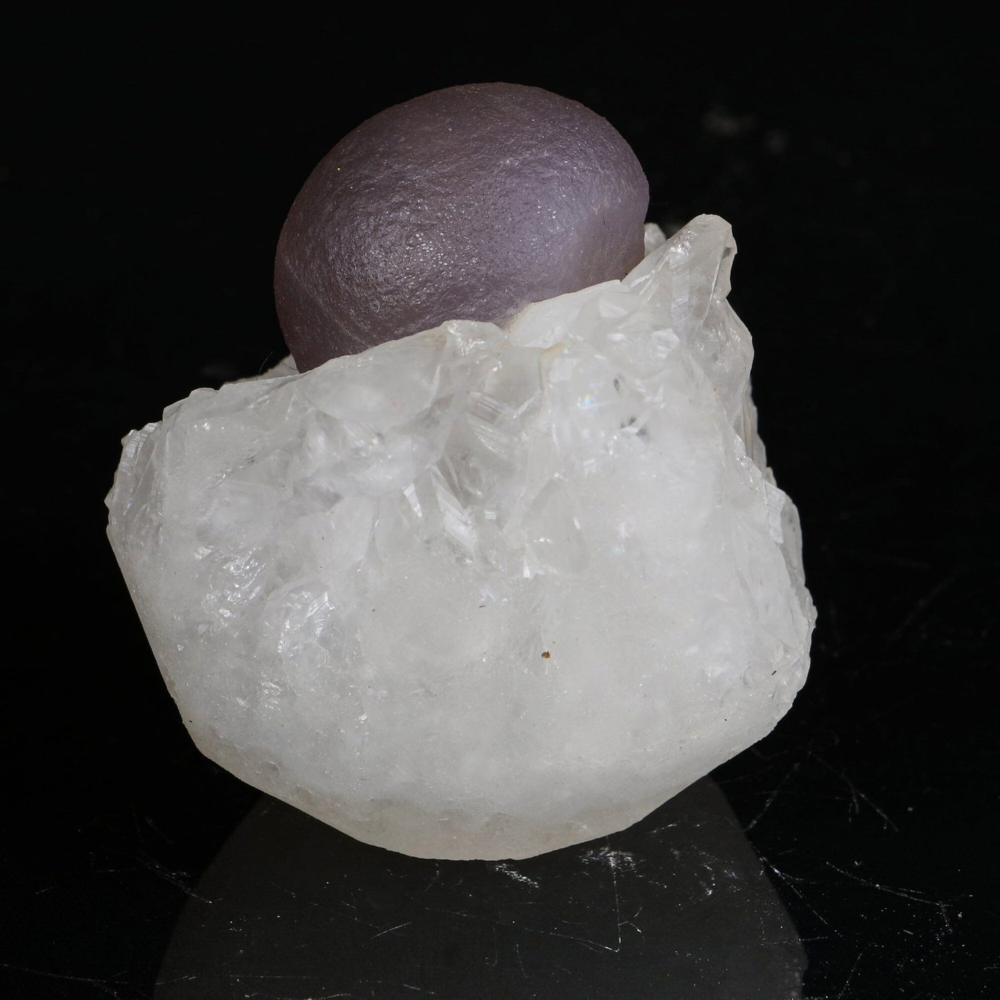 Rare Dark Purple Botryoidal Fluorite Sphere on Quartz Matrix - Fine Collector Specimen from Madhya Pradesh # B 7217 Fluorite Superb Minerals 
