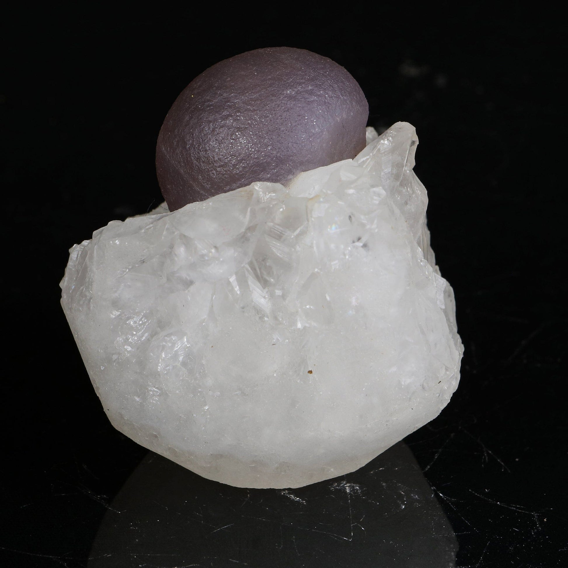 Rare Dark Purple Botryoidal Fluorite Sphere on Quartz Matrix - Fine Collector Specimen from Madhya Pradesh # B 7217 Fluorite Superb Minerals 
