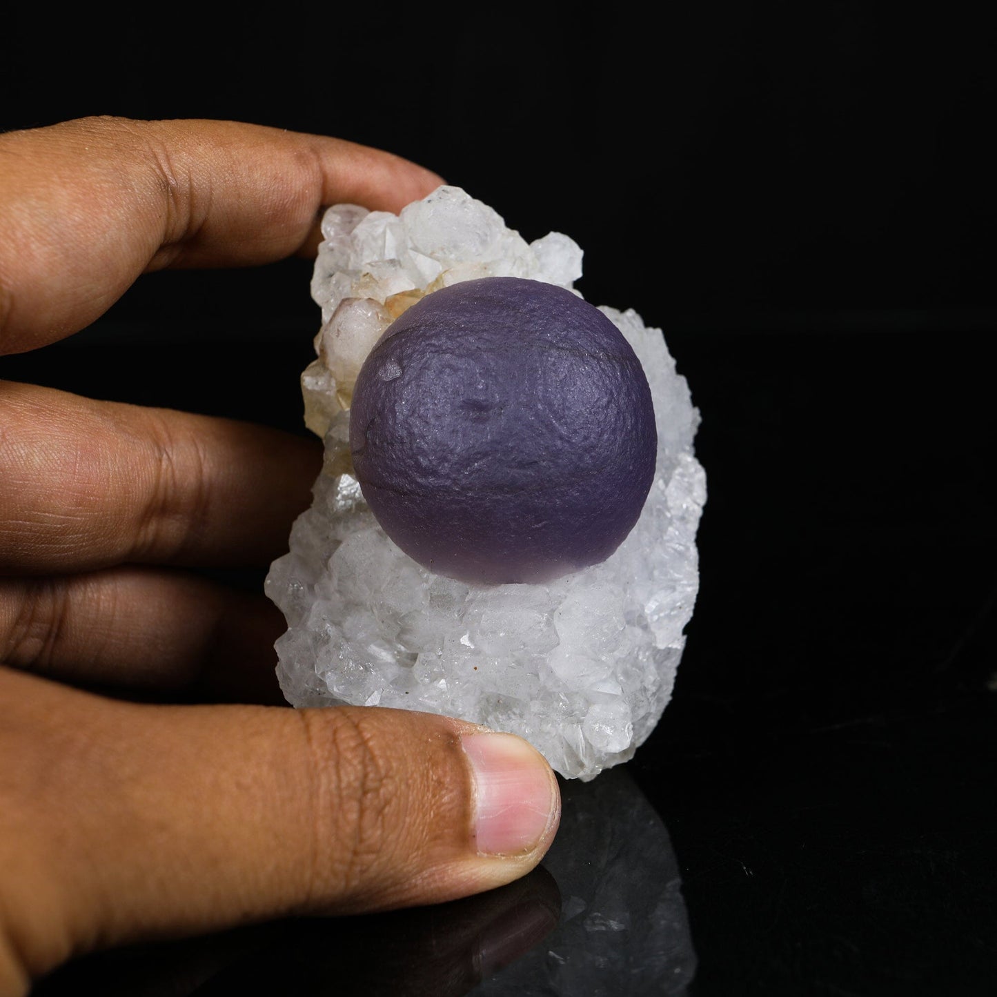 Rare Deep Purple Botryoidal Fluorite on Quartz Matrix - Collector’s Specimen from Madhya Pradesh # B 7206 Fluorite Superb Minerals 