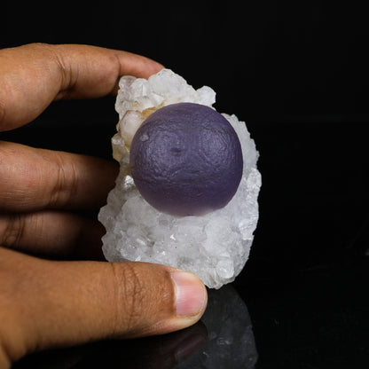 Rare Deep Purple Botryoidal Fluorite on Quartz Matrix - Collector’s Specimen from Madhya Pradesh # B 7206 Fluorite Superb Minerals 