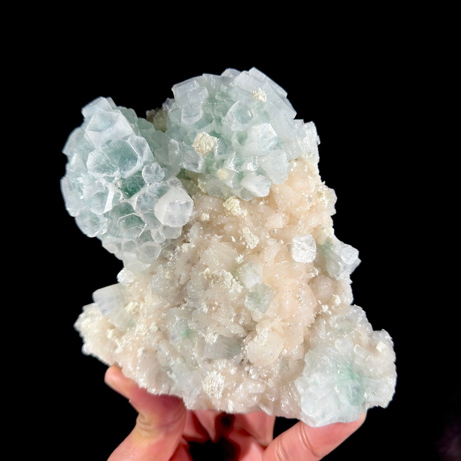 Rare Disco Ball Green Apophyllite with Stilbite & Mordenite – Self Standing Zeolite Crystal Cluster | Ahmednagar, India # DKT2 Marshy Apophyllite Superb Minerals 