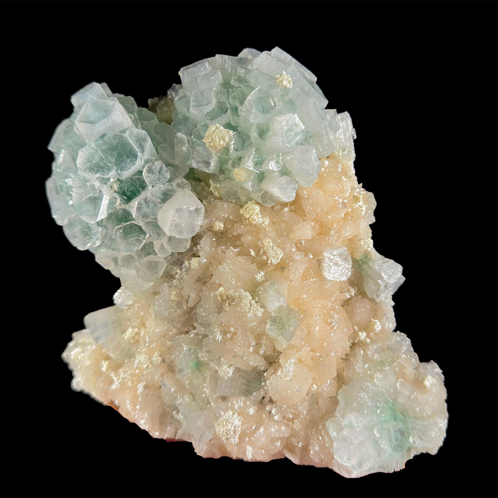 Rare Disco Ball Green Apophyllite with Stilbite & Mordenite – Self Standing Zeolite Crystal Cluster | Ahmednagar, India # DKT2 Marshy Apophyllite Superb Minerals 