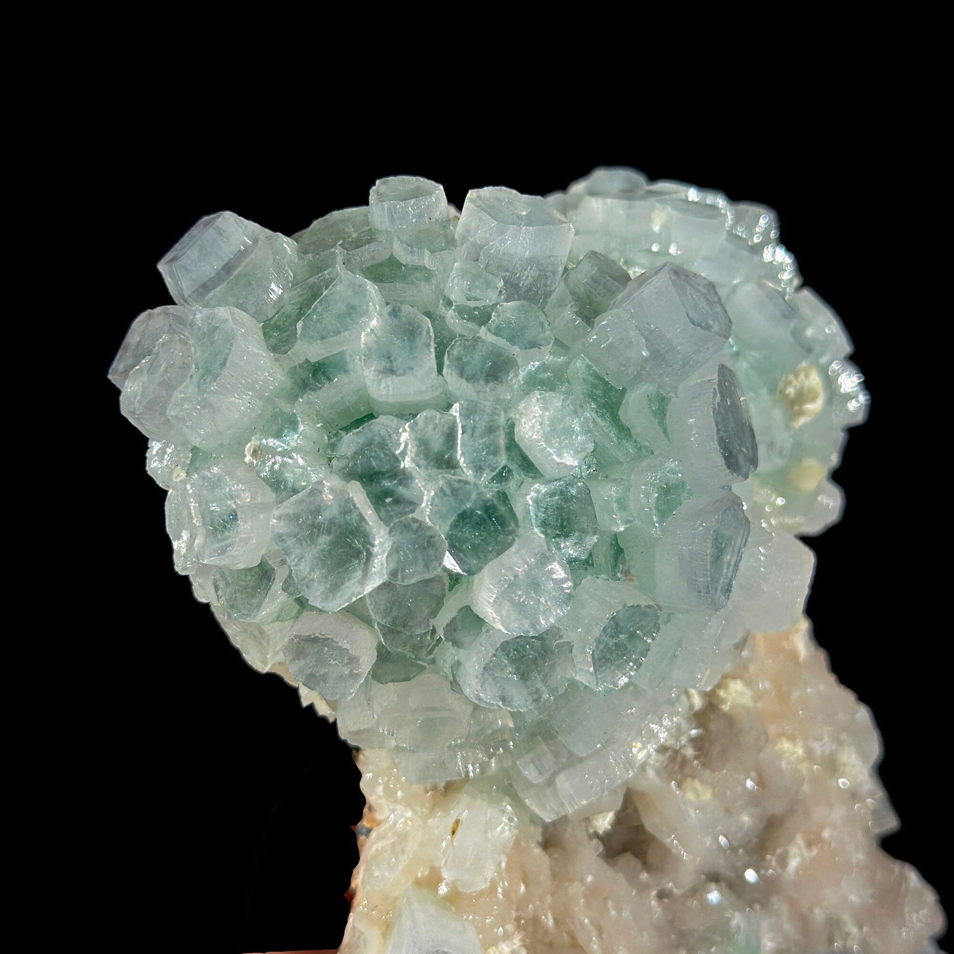 Rare Disco Ball Green Apophyllite with Stilbite & Mordenite – Self Standing Zeolite Crystal Cluster | Ahmednagar, India # DKT2 Marshy Apophyllite Superb Minerals 