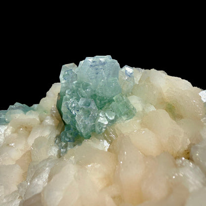 Rare Disco Ball Green Apophyllite with Stilbite Natural Mineral Specimen from Ahmednagar, Maharashtra, India DKT75 Apophylite Superb Minerals 
